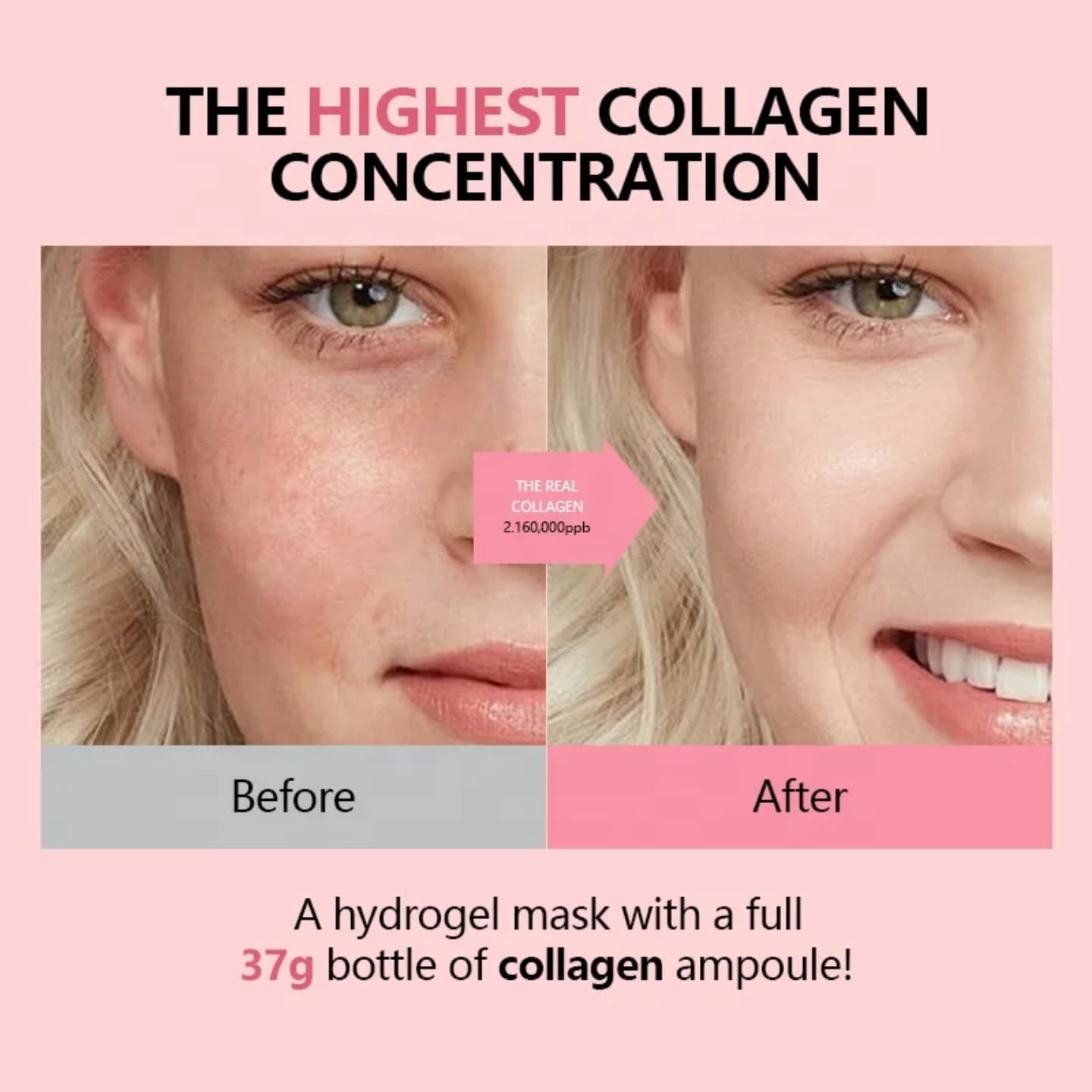 Hydrogel Collagen Mask – 37g Collagen Ampoule Infused for Firm, Youthful Skin