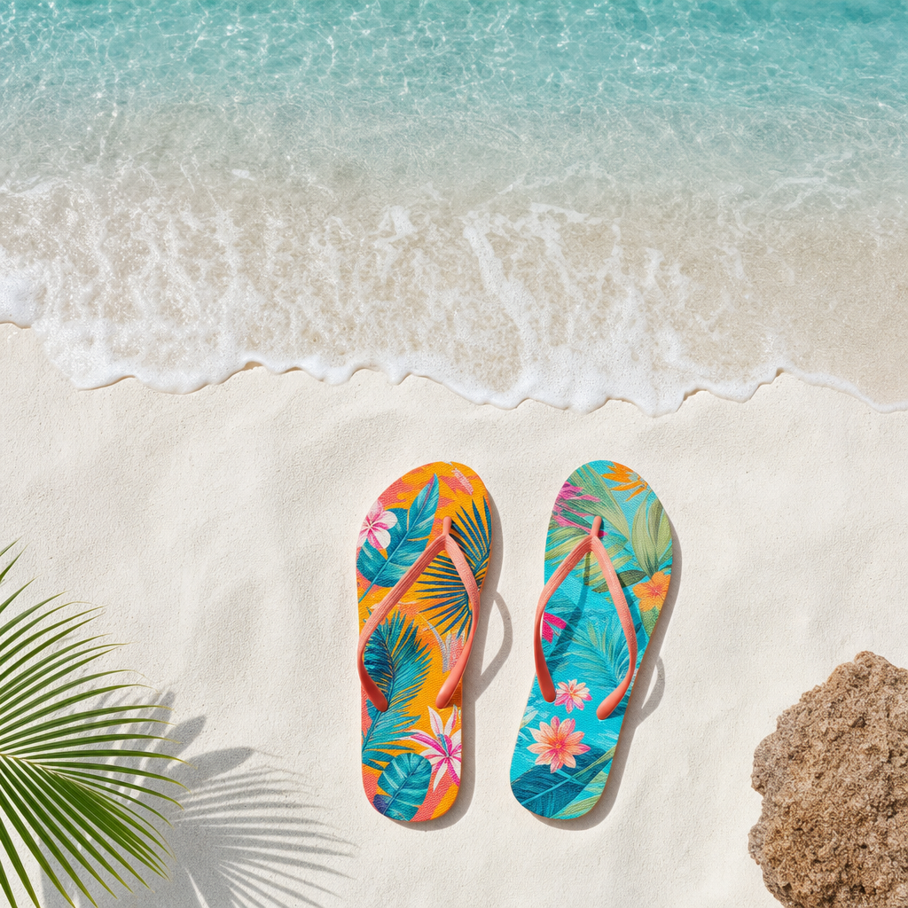 Tropical Beach Flip Flops