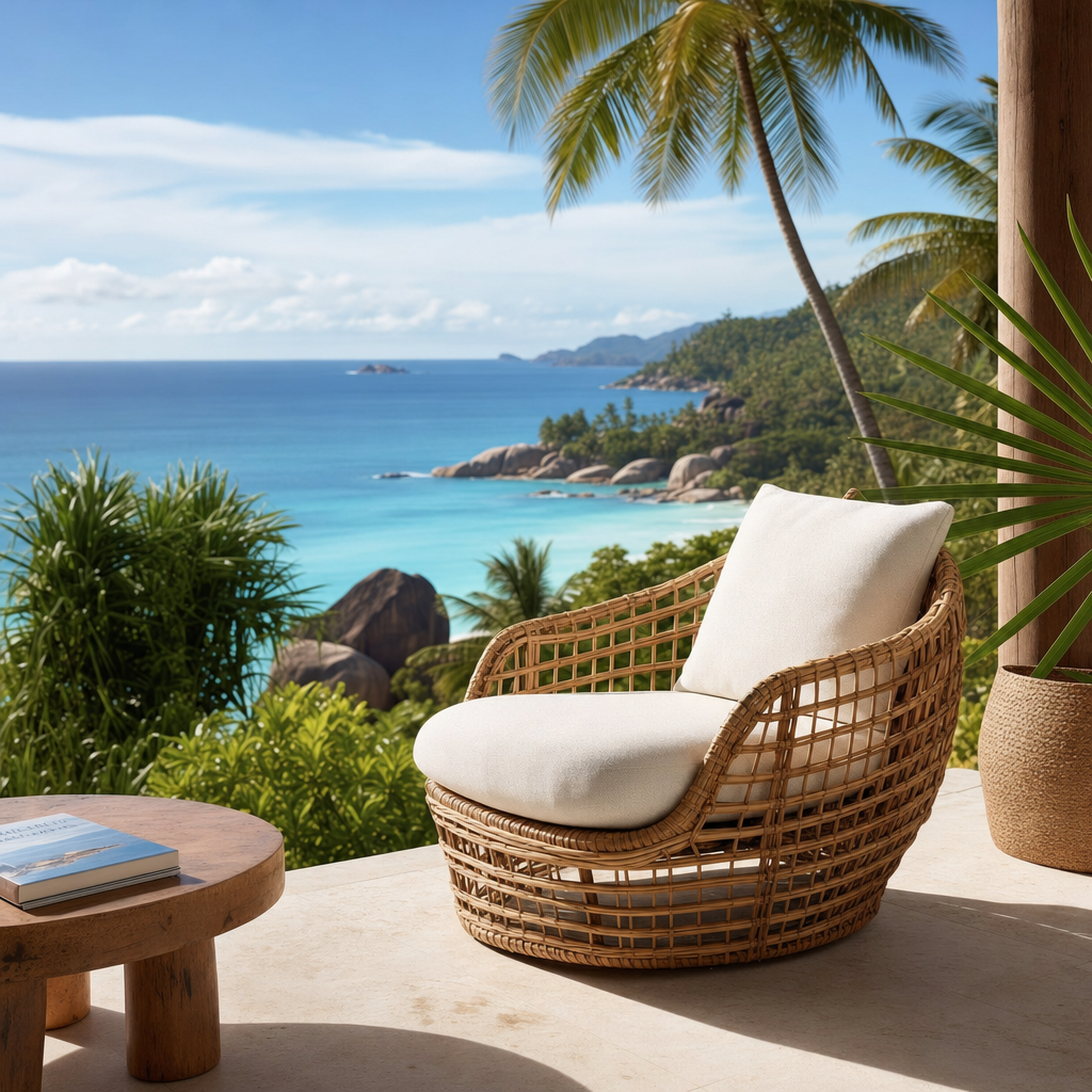 Rattan Lounge Chair with Cushion