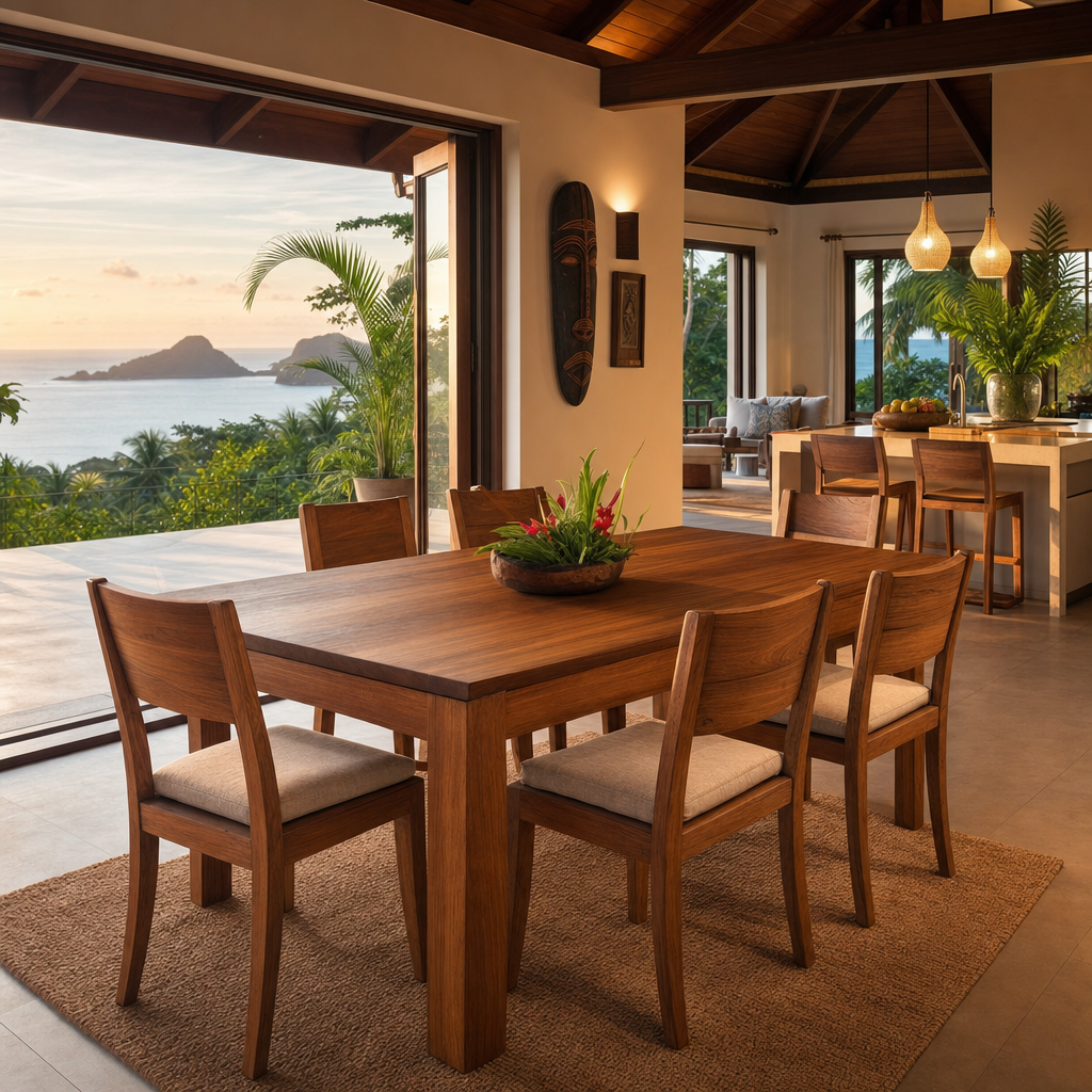 6-Seater Solid Wood Dining Table Set